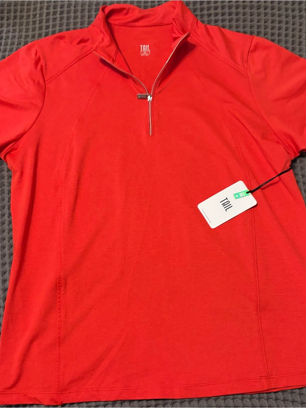 TAIL Red Women's Short-Sleeve Quarter-Zip Polo